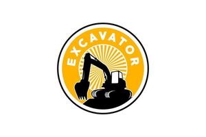 vetor de modelo de logotipo de escavadeira. vetor de logotipo de equipamento pesado para empresa de construção. ilustração de escavadeira criativa para modelo de logotipo.