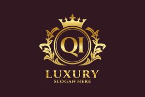 modelo de logotipo de luxo real da letra qi inicial em arte vetorial para projetos de marca de luxo e outras ilustrações vetoriais. vetor