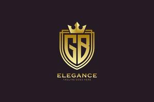 inicial gb elegante logotipo de monograma de luxo ou modelo de crachá com pergaminhos e coroa real - perfeito para projetos de marca luxuosos vetor