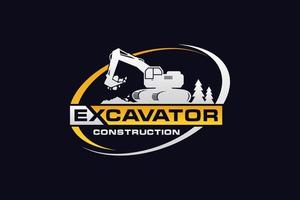 vetor de modelo de logotipo de escavadeira. vetor de logotipo de equipamento pesado para empresa de construção. ilustração de escavadeira criativa para modelo de logotipo.