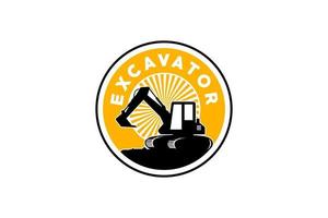 vetor de modelo de logotipo de escavadeira. vetor de logotipo de equipamento pesado para empresa de construção. ilustração de escavadeira criativa para modelo de logotipo.