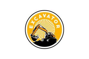 vetor de modelo de logotipo de escavadeira. vetor de logotipo de equipamento pesado para empresa de construção. ilustração de escavadeira criativa para modelo de logotipo.