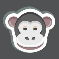 macaco de adesivo. relacionado ao símbolo de cabeça de animal. design simples editável. ilustração simples. bonitinho. Educação vetor