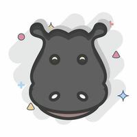 ícone hipopótamo. relacionado ao símbolo de cabeça de animal. estilo cômico. design simples editável. ilustração simples. bonitinho. Educação vetor