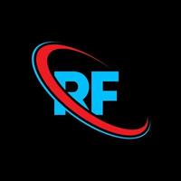 logotipo rf. projeto rf. carta rf azul e vermelha. design de logotipo de carta rf. letra inicial rf vinculado ao logotipo do monograma maiúsculo do círculo. vetor