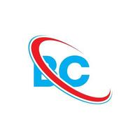 logotipo bc. projeto bc. carta bc azul e vermelha. design de logotipo de letra bc. letra inicial bc vinculado ao logotipo do monograma em maiúsculas do círculo. vetor