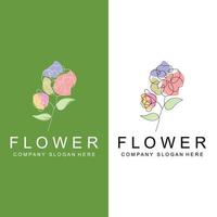 design de logotipo floral, arte abstrata de ícone de linha de estilo de ilustração vetorial vetor