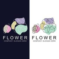 design de logotipo floral, arte abstrata de ícone de linha de estilo de ilustração vetorial vetor