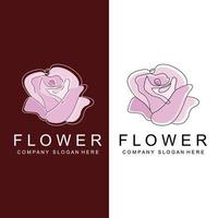 design de logotipo floral, arte abstrata de ícone de linha de estilo de ilustração vetorial vetor