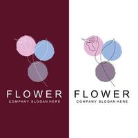 design de logotipo floral, arte abstrata de ícone de linha de estilo de ilustração vetorial vetor