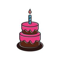 ilustração vetorial de ícone de bolo de aniversário, bolo de aniversário com ilustração vetorial de vela vetor