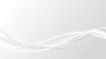linhas curvas de fita branca de conceito de luxo abstrato com efeito de iluminação em fundo limpo vetor