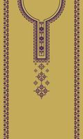 padrão de vestido étnico. padrão geométrico de bordado étnico de cor ouro antigo. moda de camisas de arte tribal. ornamentos de bordado de pescoço. vetor