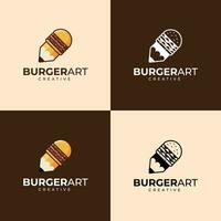 design de logotipo de hambúrguer e arte vetor