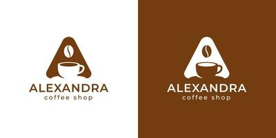 letra a e inspiração de design de logotipo de café vetor