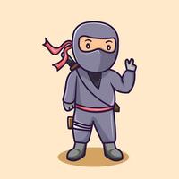 ilustração dos desenhos animados de ninja fofo vetor