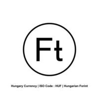 símbolo de ícone de moeda da Hungria. forint húngaro, huf. ilustração vetorial vetor