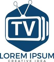 design de logotipo de tv carta. modelo de conceito de design de logotipo de mídia de tv. vetor