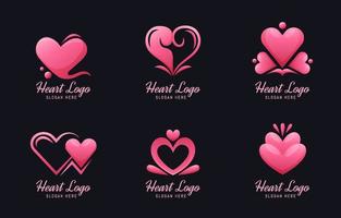 conjunto de logotipo do coração vetor