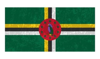 bandeira grunge dominica, cores oficiais e proporção. ilustração vetorial. vetor