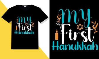 vetor de camiseta de hanukkah. letras de mão de hanukkah