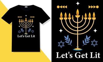 vetor de camiseta de hanukkah. letras de mão de hanukkah