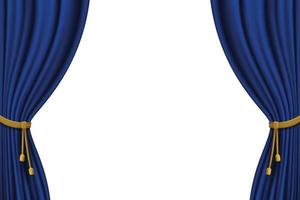 modelo de moldura de cortina realista gráfico de vetor de cor azul