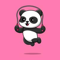 panda bonito jogando ilustração de ícone de vetor dos desenhos animados de pular corda. conceito de desenho animado plano