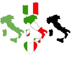 mapa da itália em cores diferentes em um fundo branco vetor