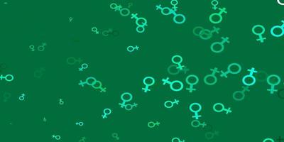 fundo vector verde claro com símbolos de mulher.