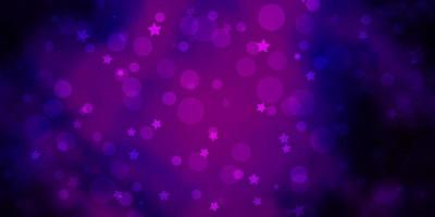 fundo vector roxo escuro com círculos, estrelas.