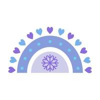 arco-íris de inverno em estilo simples. ilustração fofa em azul sobre o tema do natal, ano novo, inverno aconchegante. para design de cartões, estampas, impressão de férias, padrões, papel de embrulho vetor