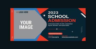 capa de mídia social de admissão escolar e modelo de design de banner da web vetor