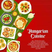 capa de vetor de menu de restaurante de cozinha húngara