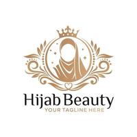 modelo de logotipo de vetor de beleza hijab de luxo