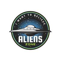 zona de alienígenas, ícone ufo de marcianos extraterrestres vetor