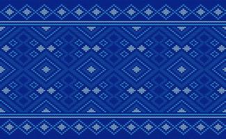 vetor de padrão de malha azul, fundo contínuo bordado, retrô de crochê tribal, retrô decorativo de moda