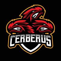 logotipo de jogo de mascote vermelho cerberus vetor