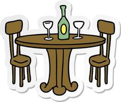mesa de jantar e bebidas de doodle de desenho de adesivo vetor