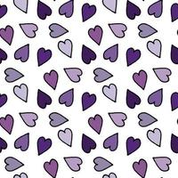 sem costura padrão em corações lilás e violetas sobre fundo branco. imagem vetorial. vetor