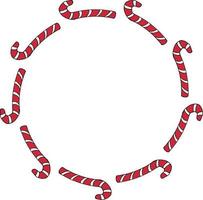 moldura redonda com doces de Natal vermelhos engraçados sobre fundo branco. imagem vetorial. vetor