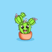 ilustração de ícone de desenho animado de planta de cacto feliz vetor