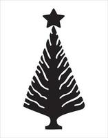 ilustração de árvore de Natal. preto e branco, monocromático árvore de natal decorativa, ilustração estilizada. vetor