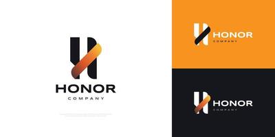 design de logotipo abstrato letra h com conceito moderno em estilo gradiente preto e laranja vetor