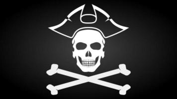 bandeira pirata com scull, ossos cruzados e chapéu. vetor