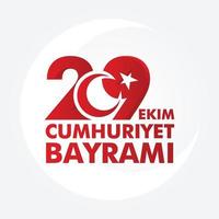 29 ekim cumhuriyet bayram kutlu olsun cartão de modelo de vetor. distintivo tipográfico do dia da república da turquia. vetor