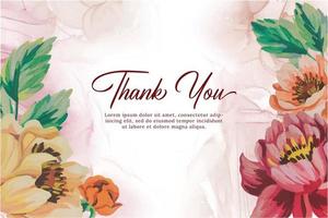 cartão de agradecimento flor aquarela vetor