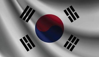 bandeira da coreia do sul acenando fundo para design patriótico e nacional vetor