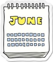 adesivo de um calendário de desenho animado mostrando o mês de vetor