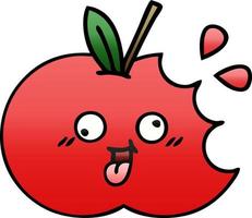 maçã vermelha de desenho animado sombreada gradiente vetor